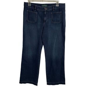 LRL Lauren Jeans Co Womens Jeans 14 Dark Wide Leg Patch Pocket Kendrick Lamar